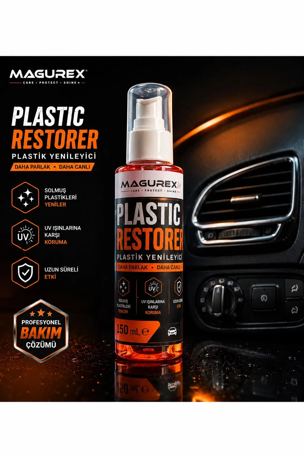 MAGUREX Plastic Restorer Pro 150 ml | Profesyonel Plastik Yenileyici | Uzun Süreli Koruma