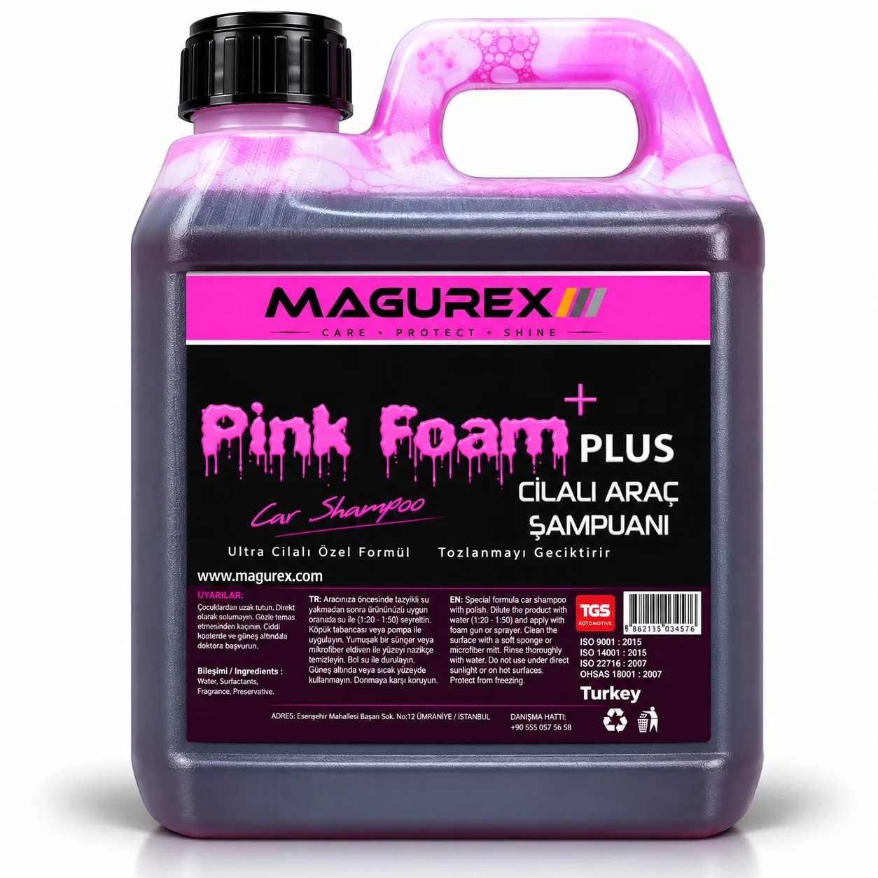PİNK FOAM +PLUS CİLALI ARAÇ ŞAMPUANI 1L